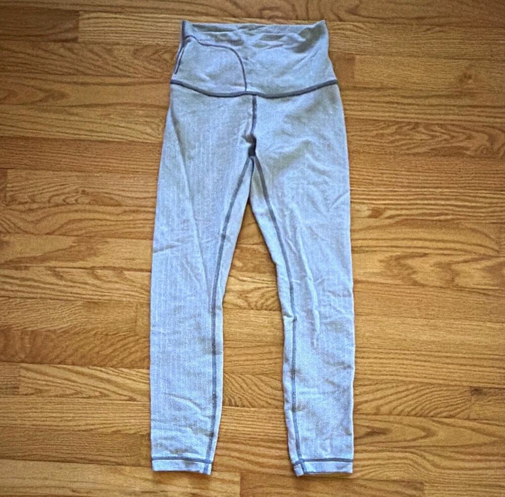 Lululemon Gray Herringbone Pull-On Leggings Women's Athletic size 2 Inseam